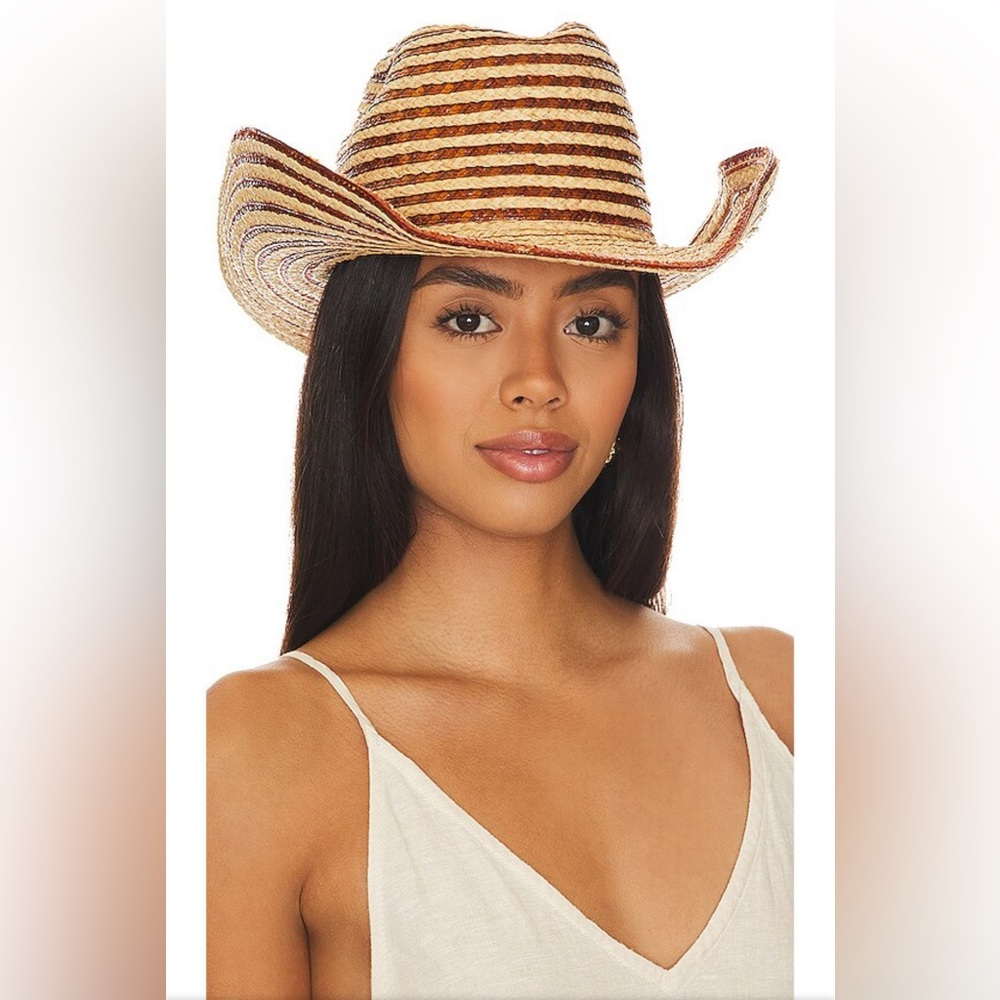 REVOLVE Striped Straw Cowboy Hat in Natural and Brown